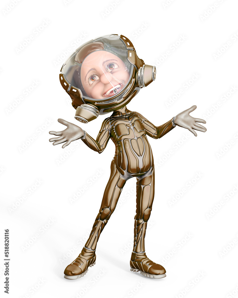 mini astronaut cartoon is happy and looking up mini astronaut cartoon is happy and looking up