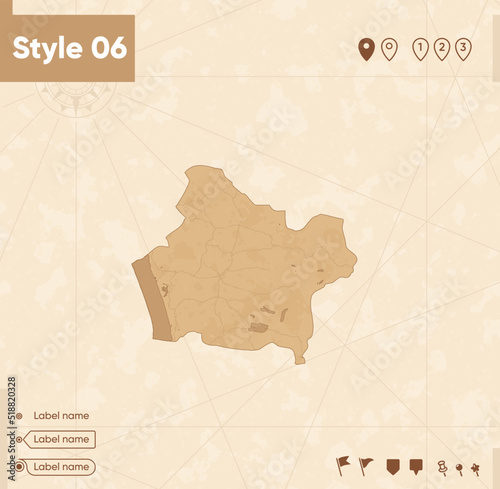 Araucania, Chile - map in vintage style, retro style map, sepia, vintage. Vector map. photo