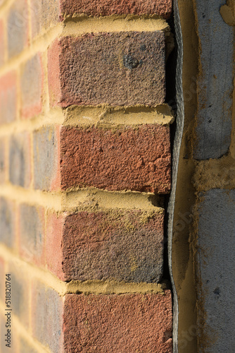 new build brickwork on renovation project. Focus to centre of image.