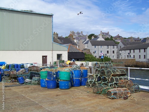 Trap pots and fishing gear in Stromness, Orkney Mainland, Orkney Islands, Scotland, United Kingdom photo
