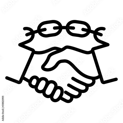 Teamwork or cooperation handshake icon, chain vector illustration