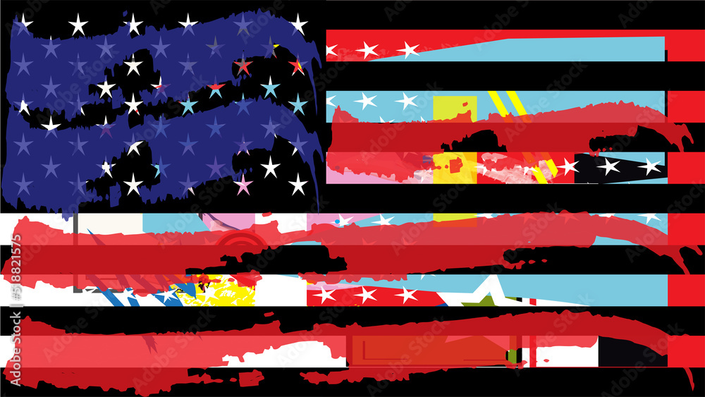 American flag graffiti, colorful pop art background USA vector. Stock  Vector | Adobe Stock