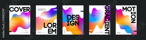 Abstract liquid gradient cover design template set for flyer, presentation, social media, posting, party poster. Organic shape. Vector Illustration 10 eps