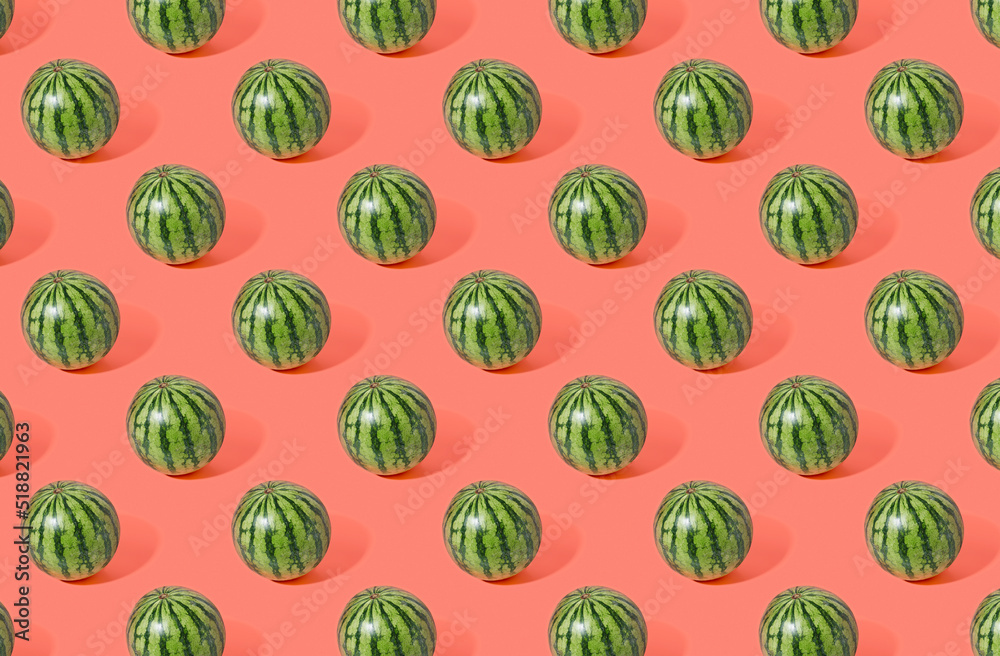 Pattern of watermelon on red pastel background Pattern of watermelon on red pastel background