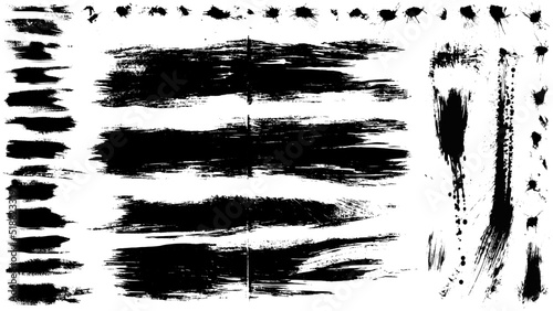 Paintbrushes, grunge, vector bundle. Set of vector EPS10 brush stroke stains. Trendy grunge texture. Collection of hand drawn paint brushes, high quality trace