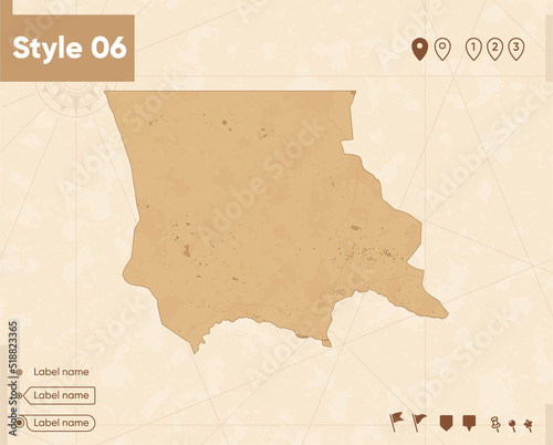 Jambyl, Kazakhstan - map in vintage style, retro style map, sepia, vintage. Vector map. photo