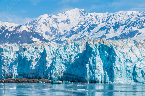 A view looking up at the snout of the Hubbard Glacier, Alaska in summertime photo