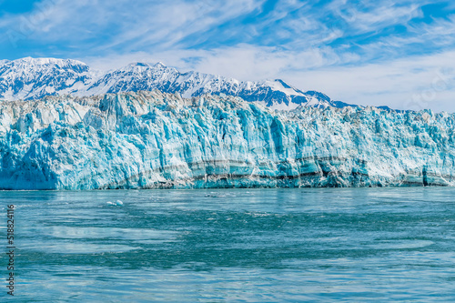 A view of the moraine in the end the Hubbard Glacier from Disenchartment Bay, Alaska in summertime © Nicola