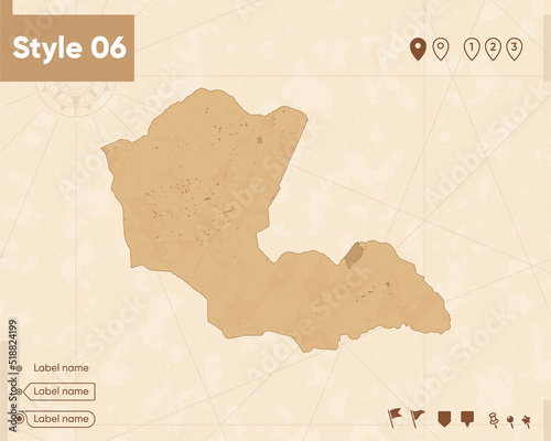 Dornod, Mongolia - map in vintage style, retro style map, sepia, vintage. Vector map. photo