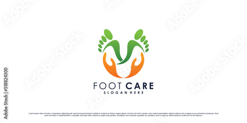 Foot care logo design template with creative element concept Premium Vector