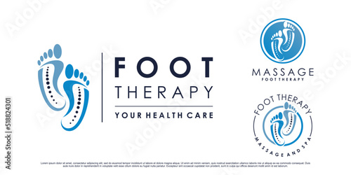 Set collection of foot therapy massage logo design with creative element Premium Vector