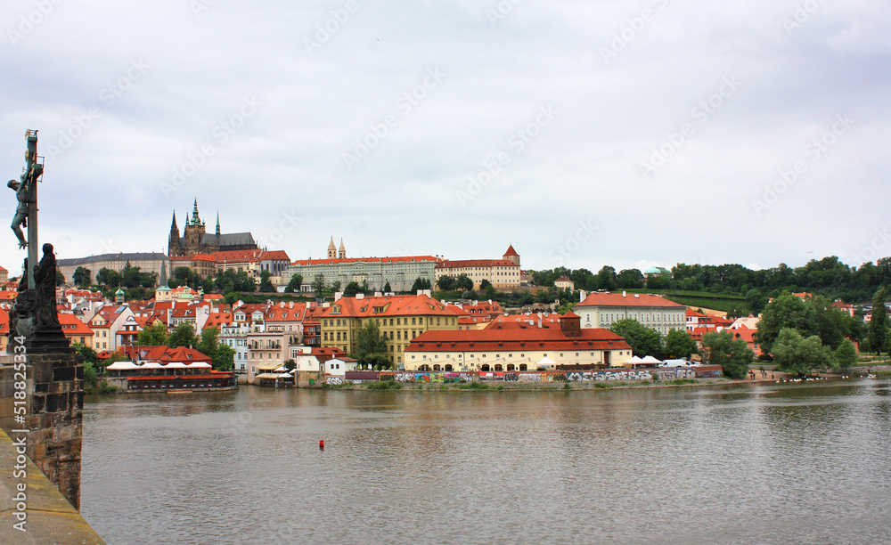 Panorama with red roofs in Prague, Czech Respublic	