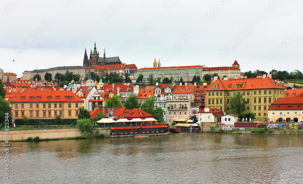 Panorama with red roofs in Prague, Czech Respublic