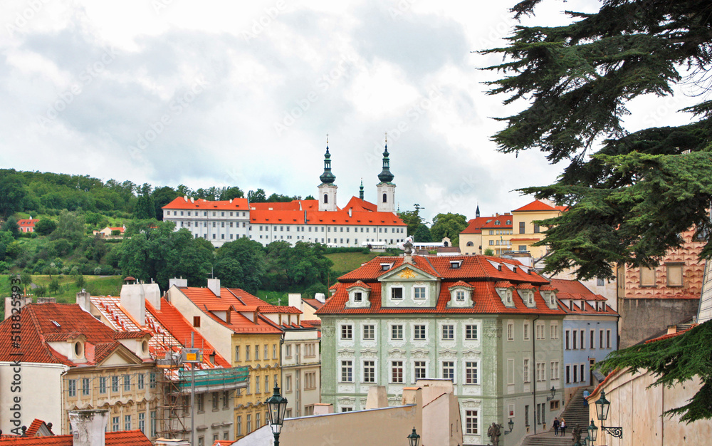 Panorama with red roofs in Prague, Czech Respublic	
