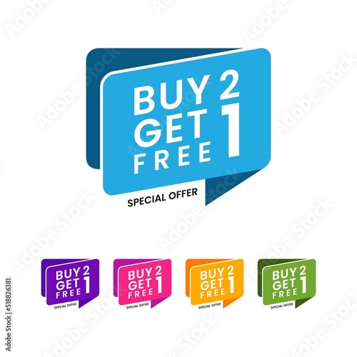 buy 2 get 1 free design template. Shop now illustration banner and poster. Vector template