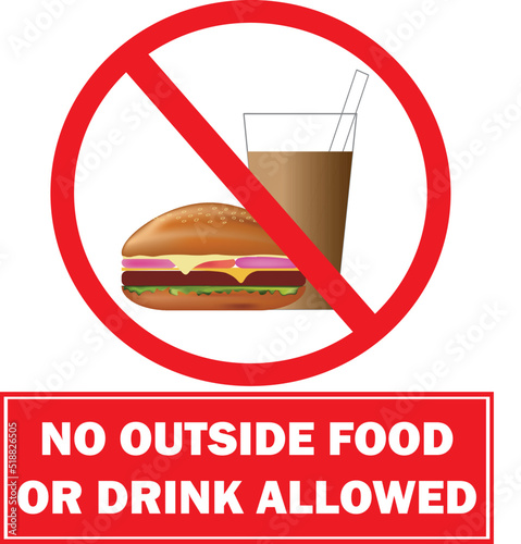 No outside food or drink allowed, colorful vector, white background
