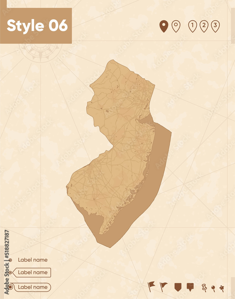 New Jersey USA map in vintage - 1000 F 518827187 Qvofb9dlRtJTyPcfJarzpuBlkcZhC2YA 