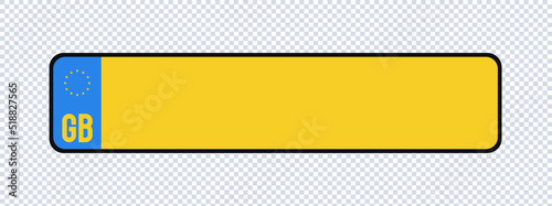 Great Britain plate templat isolated on transparent background. United Kindom car plate registration number. Vector 10 eps