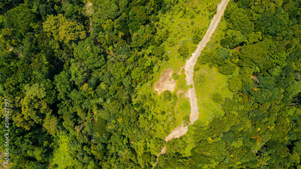 Aerial drone view of a famous hiking hilltop in Pantai Marina Telaga Simpul, Kemaman, Terengganu, Malaysia. Aerial drone view of a famous hiking hilltop in Pantai Marina Telaga Simpul, Kemaman, Terengganu, Malaysia.
