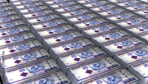 3D Pile of Tanzania 5000 Shillings Money banknote photo