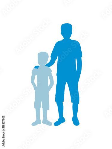 Silhouette großer Bruder Geschwister 