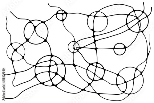 Neurographic lines sketch vector illustration. Abstract chaotic wavy curves pattern. Hand drawn monochrome neuroart