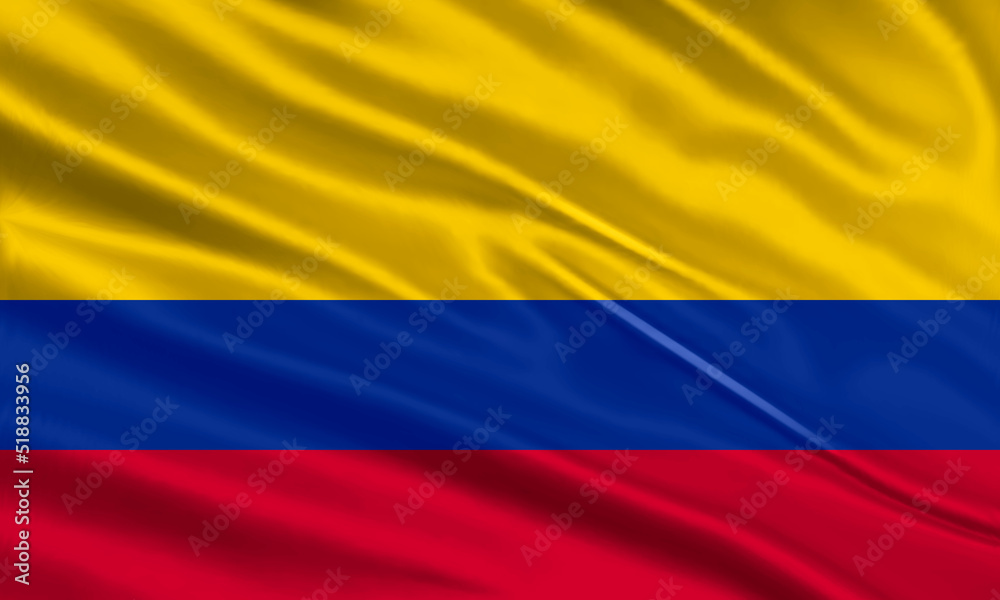 Colombia flag design. Waving Colombian flag made of satin or silk fabric. Vector Illustration. Colombia flag design. Waving Colombian flag made of satin or silk fabric. Vector Illustration.