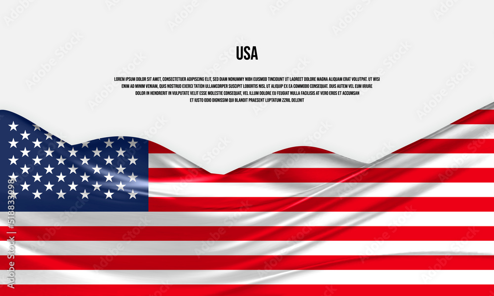 United States of America flag design. Waving USA flag made of satin or silk fabric. Vector Illustration. United States of America flag design. Waving USA flag made of satin or silk fabric. Vector Illustration.