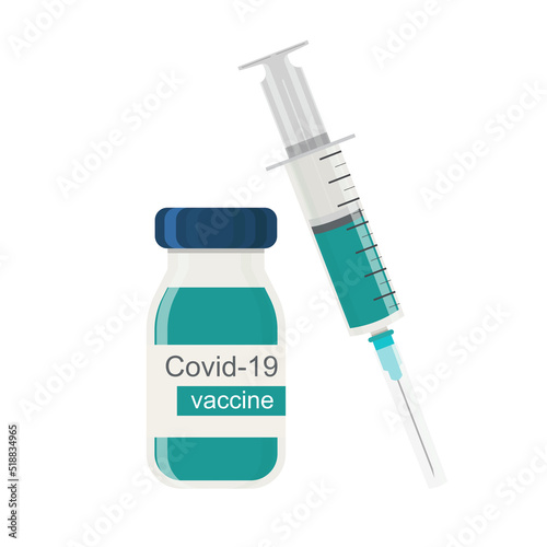 Covid-19 coronavirus vaccine with syringe. Concept of Vaccines to prevention coronavirus. Treatment for coronavirus covid-19. Vector illustration 10 eps