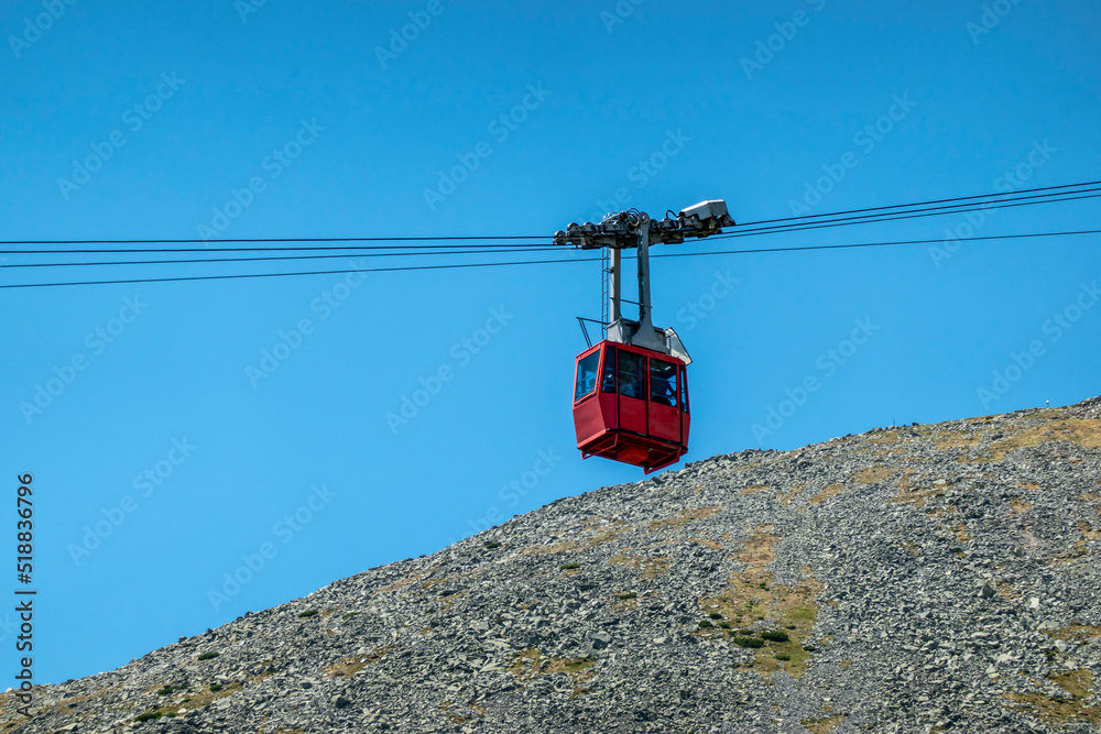 The cable car goes to the Lomnicky peak of the High Tatras, Slovakia
