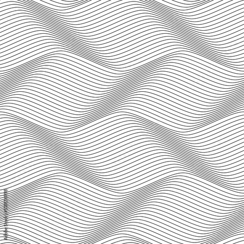 Vector seamless texture. Modern geometric background with fine wavy lines.
