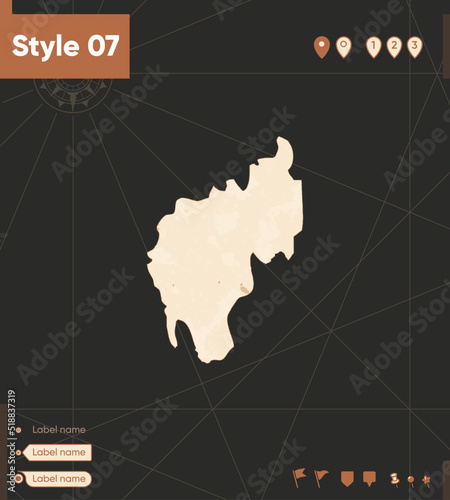 Tripura, India - map in vintage style, retro style, sepia, vintage. Vector map.
