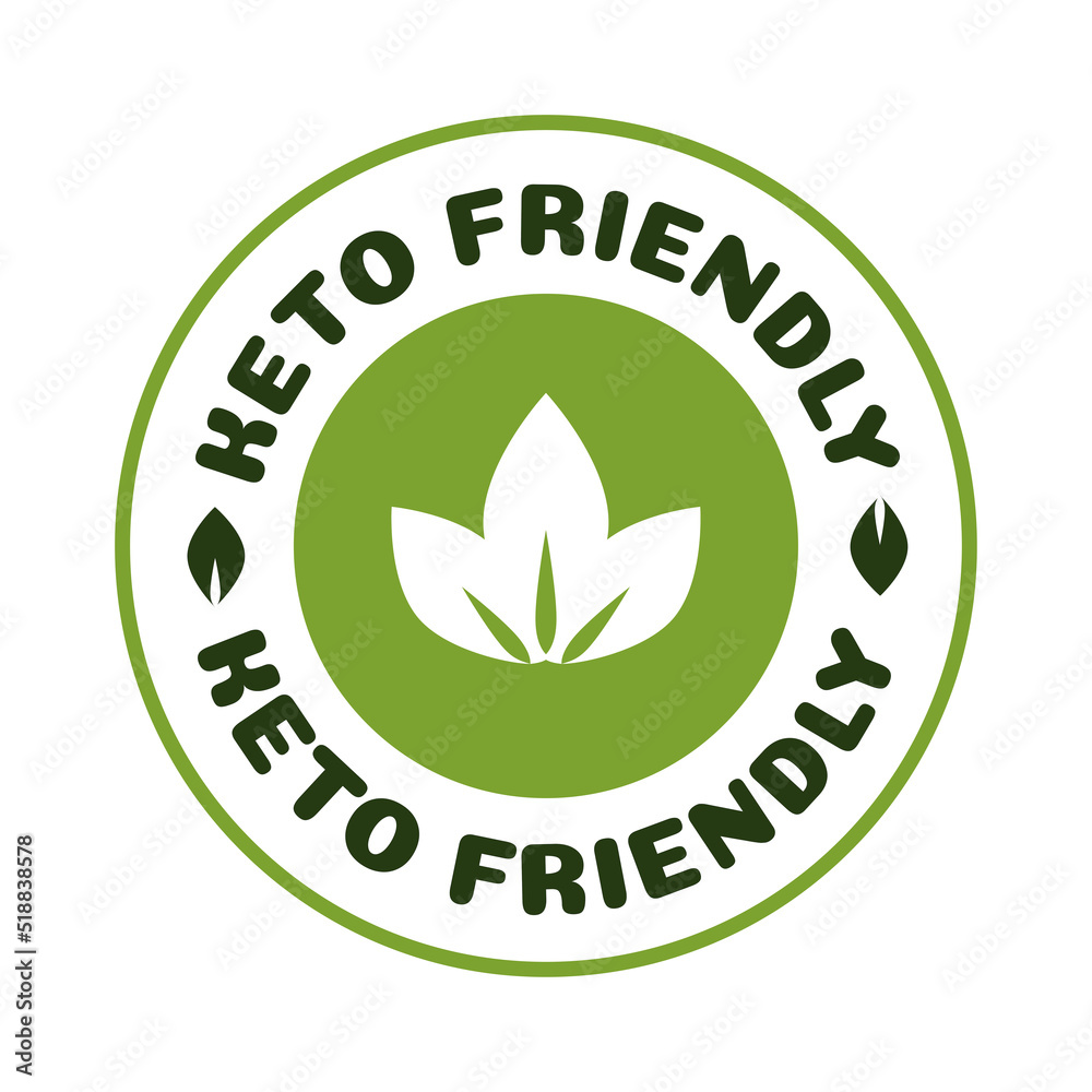 Keto friendly diet nutrition vector badge on green organic texture isolated on white-ketogenic diet sign, keto diet menu. Vegetables icon eco friendly diet with leaves. 10 eps Keto friendly diet nutrition vector badge on green organic texture isolated on white-ketogenic diet sign, keto diet menu. Vegetables icon eco friendly diet with leaves. 10 eps