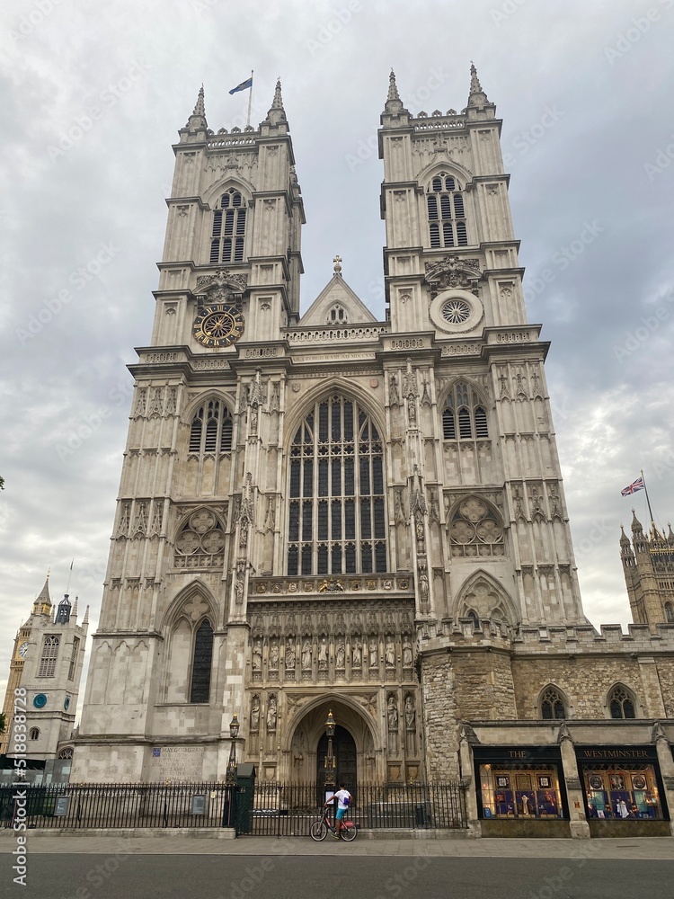 Westminster Abbey, London. Summer - 2022, cloudy weather
