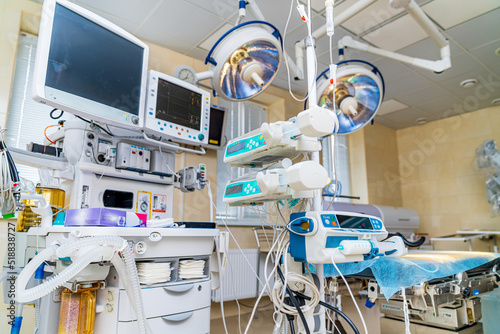 Fototapeta Naklejka Na Ścianę i Meble -  Professional medical surgery equipment. Modern hospital emergency room.
