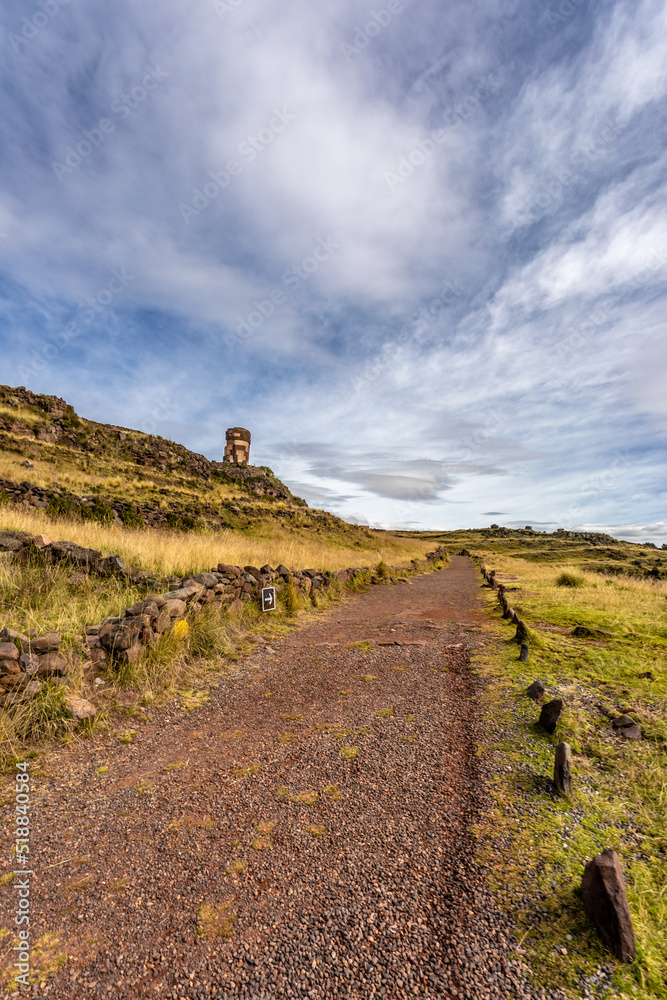 Fototapeta premium Sillustani is a funerary complex where you can see a series of impressive tombs belonging to the Colla culture