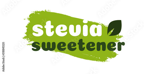 Stevia leaves symbol. Natural organic stevia sweetener substitute isolated on white background. Eco icon for label, poster, badge, packaging design. Vector 10 eps