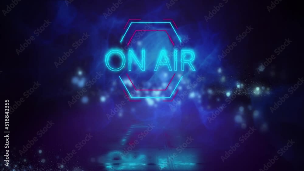 Animation of on air over dots blinking on navy background