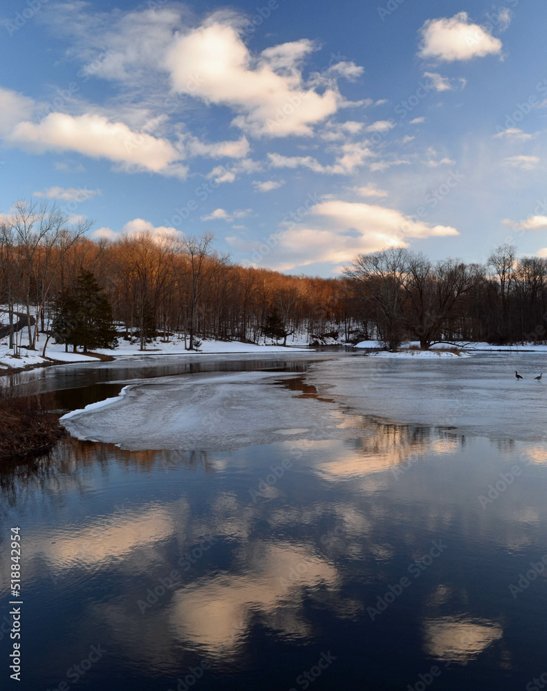Frozen landscape in winter with reflections Frozen landscape in winter with reflections