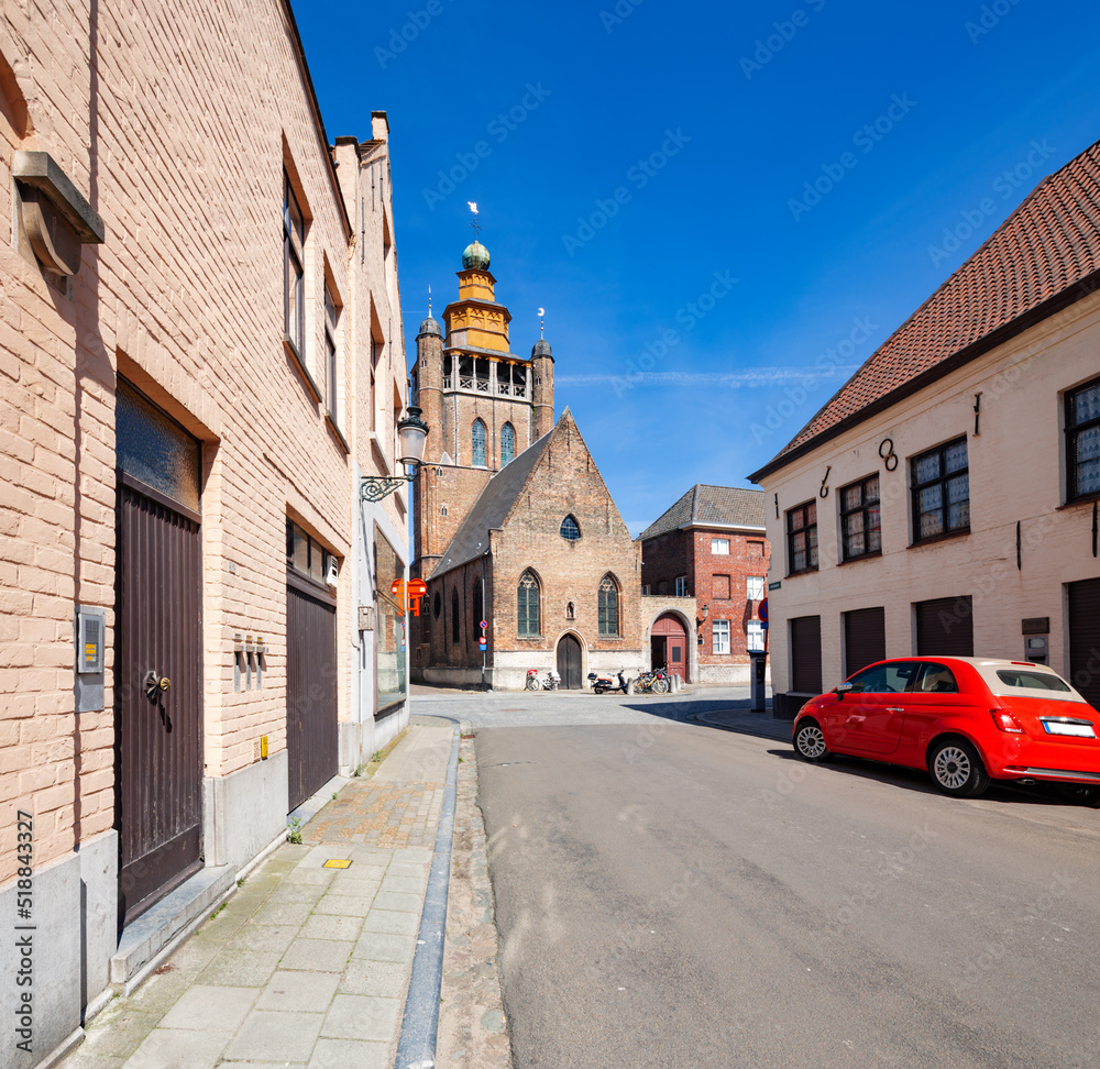 Traditional medieval architecture in the old town of Bruges (Brugge), Belgium