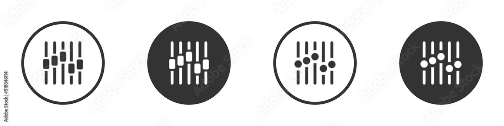 EQ icon. Slider icon. Sound mixer symbol. Vector illustration. EQ icon. Slider icon. Sound mixer symbol. Vector illustration.