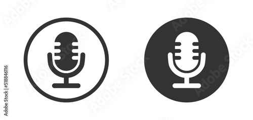 Studio microphone icon. Retro microphone. Podcast symbol. Flat vector illustration.