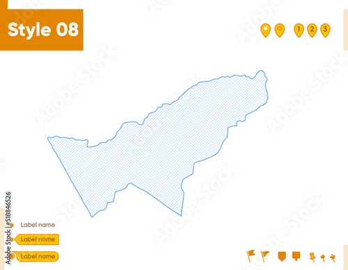 Pando, Bolivia - grid map isolated on white background. Outline map. Simple line, vector map.