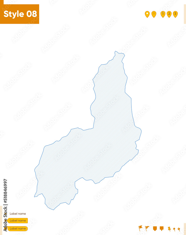 Piaui, Brazil - grid map isolated on white background. Outline map. Simple line, vector map.