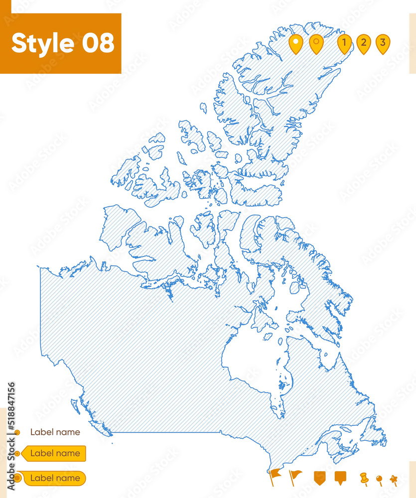 Canada - grid map isolated on white background. Outline map. Simple