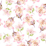hand drawn lily seamless pattern design