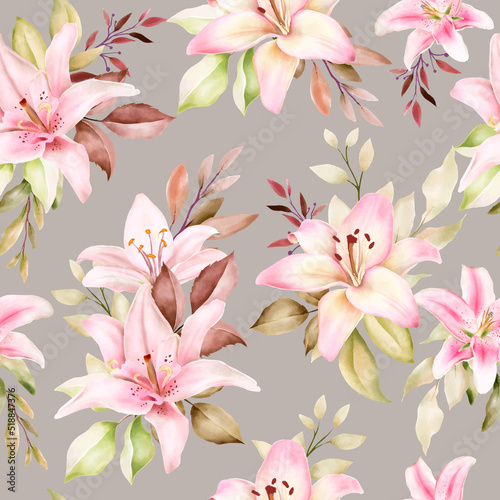 hand drawn lily seamless pattern design © lukasdedi