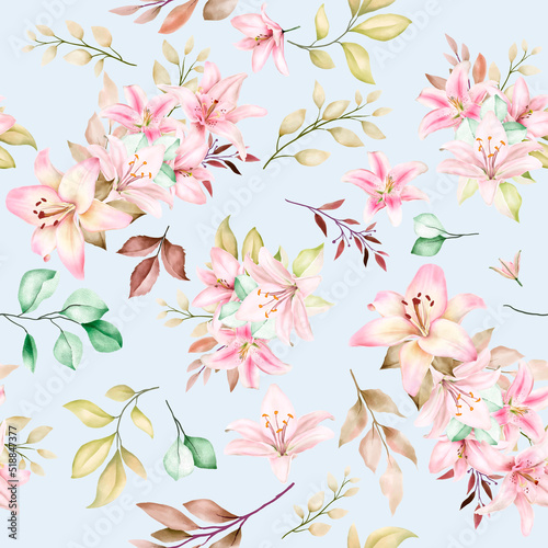 hand drawn lily seamless pattern design © lukasdedi