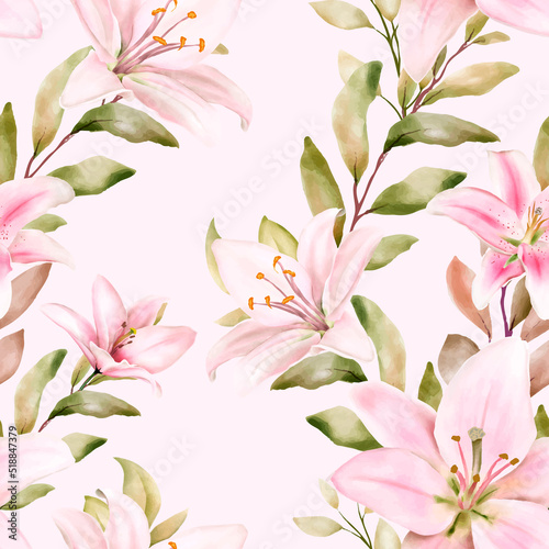 hand drawn lily seamless pattern design