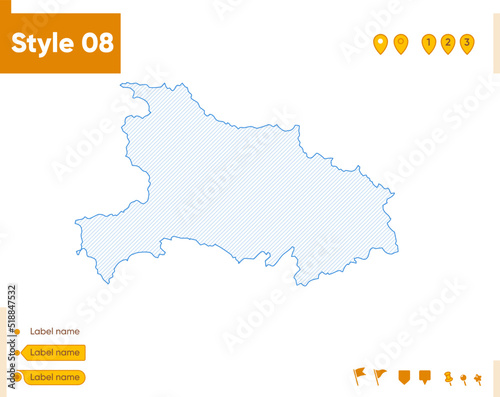Hubei, China - grid map isolated on white background. Outline map. Simple line, vector map.